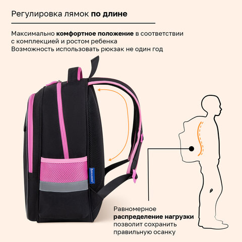 Рюкзак BRAUBERG FAVOUR, 2 отделения, 3 кармана, "Парящая бабочка", вышивка, 40х29х15 см, 274433 - фото 10