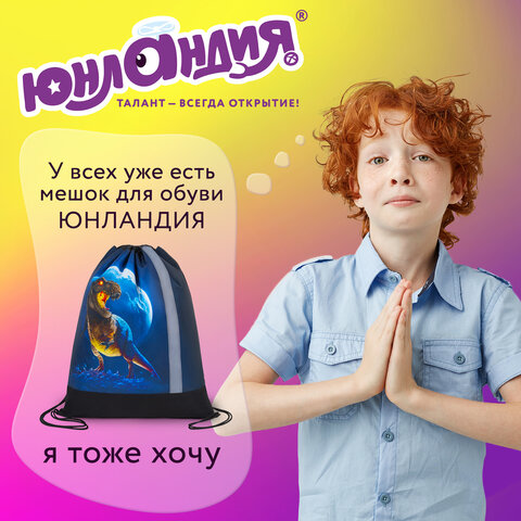 Мешок для обуви ЮНЛАНДИЯ, плотный, светоотражающая полоса, 46х36 см, "Beware", 272412 - фото 12
