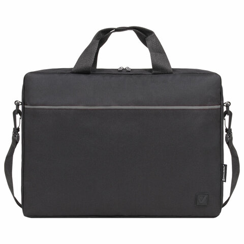 Сумка портфель BRAUBERG PRACTICAL с отделением для ноутбука 15,6", Grey line, черная, 29х40х7 см, 272604 - фото 2