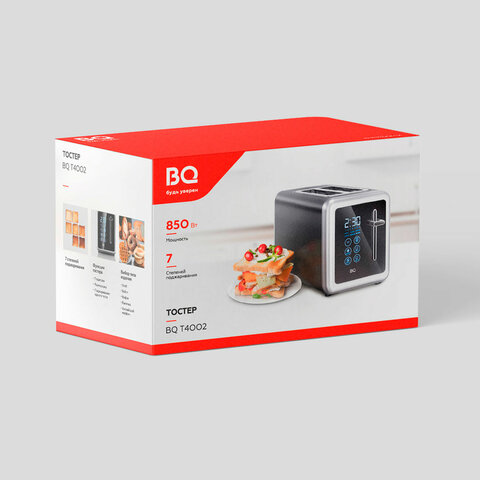 Тостер BQ (БИ-КЬЮ) T4002, 850 Вт, 2 тоста, 7 режимов, сенсорное управление, нержавеющая сталь, 86198225 - фото 10