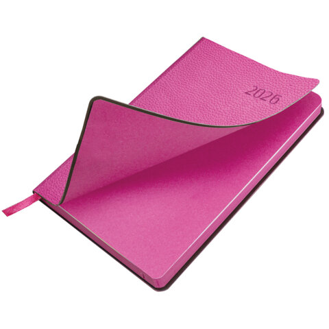 Ежедневник датированный 2026 А5 138x213 мм, BRAUBERG "Stylish", под кожу, гибкий, розовый, 117099 - фото 4