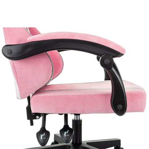 Кресло компьютерное BRABIX "Shooter GM-123", 2 подушки, ткань, розовое/серое, 533213 - фото 9