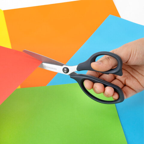 Ножницы BRAUBERG "BOMB", 170 мм, графитовый цвет, 2-сторонняя заточка, эргономичные, 238857 - фото 10