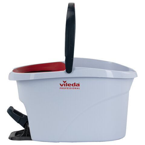 Швабра с отжимом и ведром 10л VILEDA PROFESSIONAL "УльтраСПИН Мини", КОМПЛЕКТ с телескопич. ЧЕРЕНКОМ 84-144 см, насадкой, красный, 158011 - фото 9