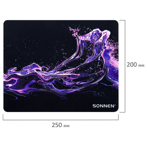 Коврик для мыши SONNEN "NEON SPLASH" резина + ткань, 250х200х2 мм, 513957 - фото 5