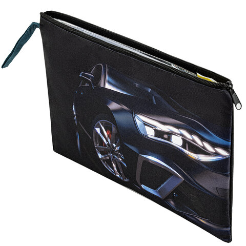 Папка для тетрадей BRAUBERG А4, 1 отделение, полиэстер, на молнии, с ручкой, Super car, 272171 - фото 5