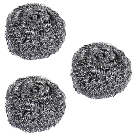 Губки (мочалки) металлические спиральные 3х15 г, КОМПЛЕКТ 3 шт., для посуды, гриля, плиты, LAIMA (ЛАЙМА), 700060 - фото 3