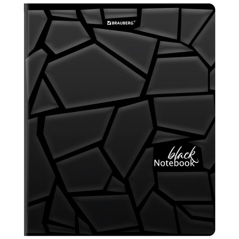 Тетрадь А5, 48 л., BRAUBERG, скоба, клетка, матовая ламинация, выборочный лак, "Black" (микс в спайке), 404375 - фото 7