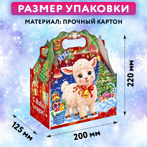 Подарок новогодний "ОВЕЧКА С КОЛОКОЛЬЧИКОМ", НАБОР конфет 1000 г, картонная коробка, МОСУПАК, 324091/МГ26016 - фото 6