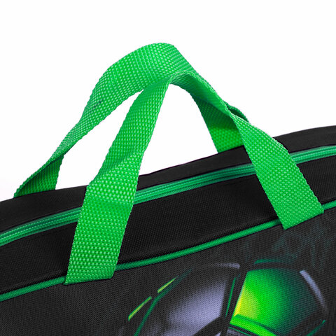 Папка на молнии с ручками BRAUBERG KIDS А4, 1 отделение, полиэстер, 80 мм, "Green ball", 272123 - фото 5