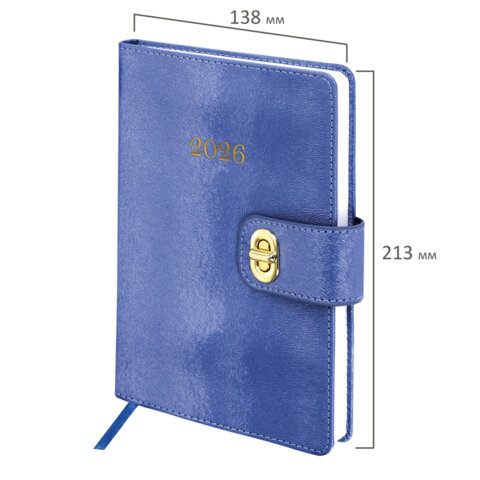 Ежедневник датированный 2026 А5 138х213 мм, BRAUBERG "Elegant", под кожу, застежка, темно-синий, 117366 - фото 2