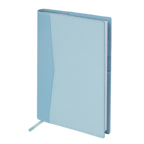 Ежедневник недатированный В6 130х185 мм BRAUBERG "Glam", под кожу, 160 л., голубой, 116220 - фото 1
