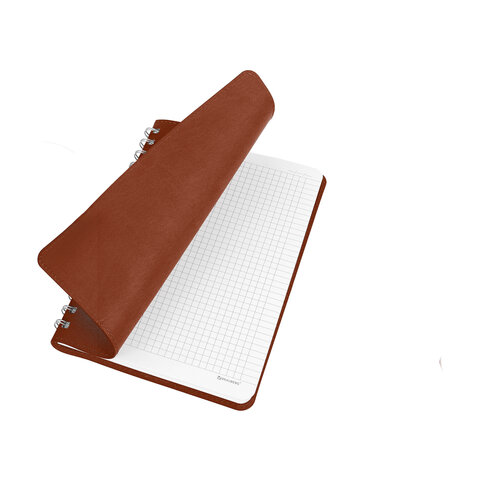 Бизнес-тетрадь на гребне А5 148x218 мм, BRAUBERG "Office PRO", под кожу, клетка, 80 л., коричневая, 111044 - фото 8