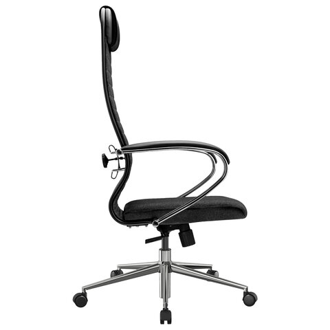 Кресло офисное МЕТТА "К-27" хром, ткань, сиденье и спинка мягкие, черное - фото 6