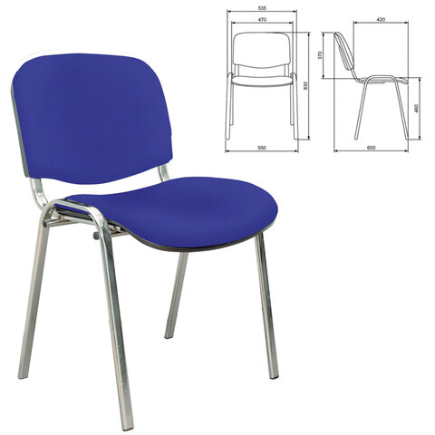 Стул для персонала и посетителей "ИЗО", хромированный каркас, ткань синяя С-06 - фото 1