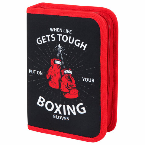 Пенал ПИФАГОР, 1 отделение, 2 откидные планки, полиэстер, 20х14 см, "Boxing", 272289 - фото 1