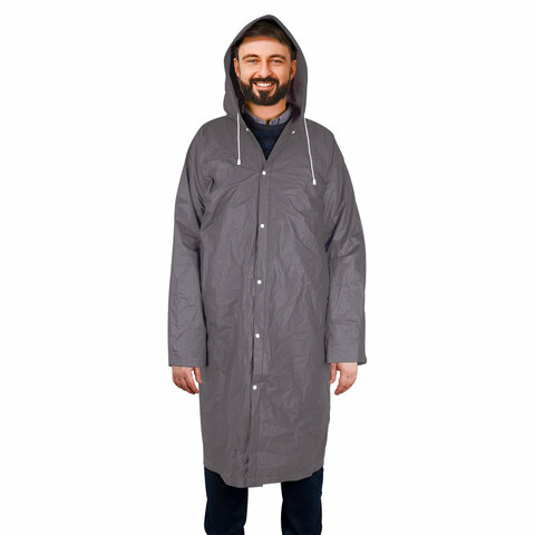 Дождевик плащ на кнопках, EVA, многоразовый прочный, чехол в комплекте, универсальный размер, серый, SHAMAANI (ШАМААНИ), 610936 - фото 3