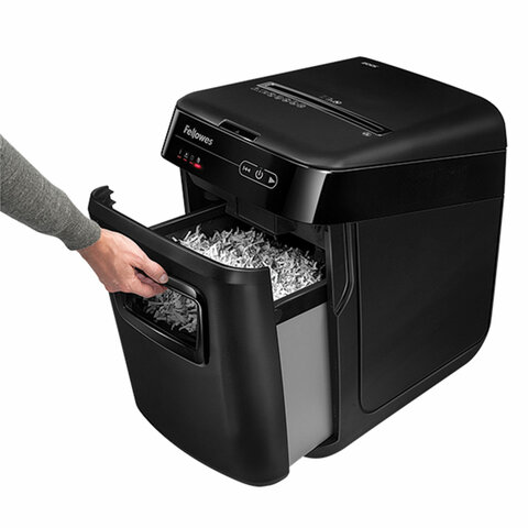 Уничтожитель (шредер) FELLOWES AUTOMAX 200C, 4 уровень секретности, фрагменты 4х38 мм, 200 листов, корзина 32 литра, FS-465, FS-46536 - фото 6