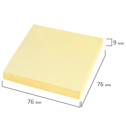 Блок самоклеящийся (стикеры) STAFF STANDARD, ПАСТЕЛЬНЫЙ 76х76 мм, желтый, 100 листов, 116573 - фото 3