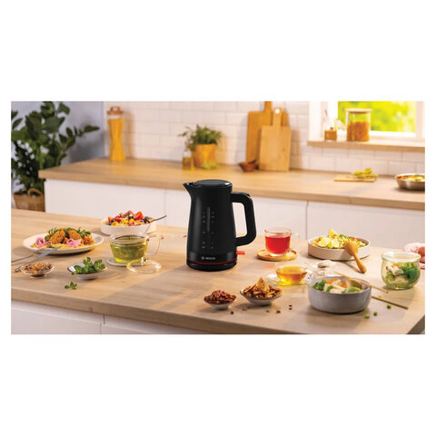 Чайник BOSCH TWK3M123, 1,7 л, 2400 Вт, закрытый нагревательный элемент, пластик, черный - фото 6