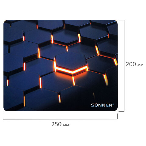 Коврик для мыши SONNEN "HOT CELLS" резина + ткань, 250х200х2 мм, 513955 - фото 5