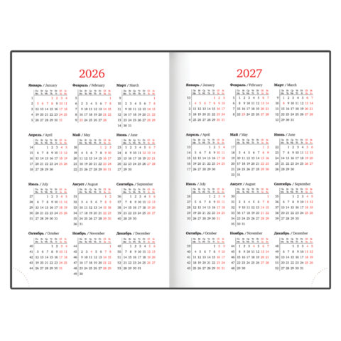 Ежедневник датированный 2026, А5, 138x213 мм, BRAUBERG "Senator", под кожу, черный, 117094 - фото 7