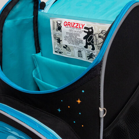 Ранец GRIZZLY анатомическая спинка, с мешком для обуви, для мальчиков, "MOONLIGHT RACE", 33х25х13 см, RAm-585-2/2 - фото 10