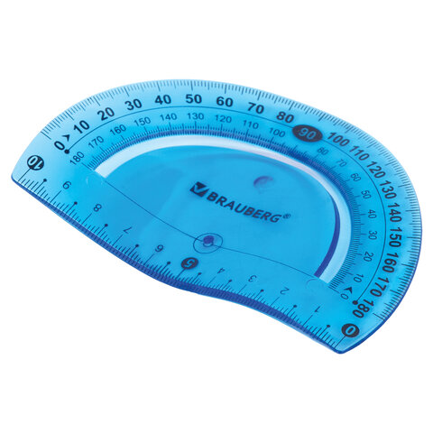 Транспортир 10 см гибкий BRAUBERG "FLEX", пластиковый, 180 градусов, ассорти, европодвес, 210676 - фото 5