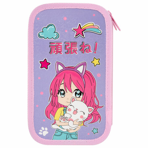 Пенал ЮНЛАНДИЯ, 2 отделения, ламинированный картон, конгрев, 19х11 см, "Anime hugs", 272293 - фото 3