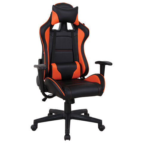 Кресло компьютерное BRABIX "GT Racer GM-100", две подушки, экокожа, черное/оранжевое, 531925 - фото 1