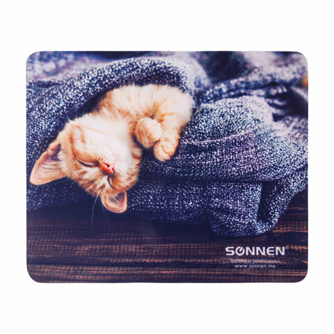 Коврик для мыши SONNEN "KITTEN", резина + ткань, 220х180х3 мм, 513313 - фото 2