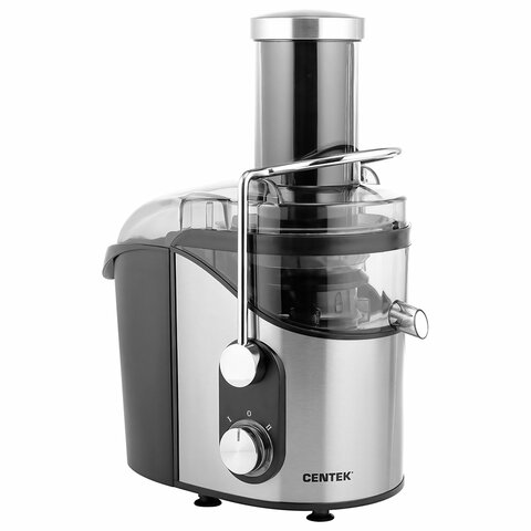 Соковыжималка CENTEK CT-1212, 1200 Вт, стакан 1,1 л, емкость для жмыха 1,7 л, металл, сталь/черный - фото 1