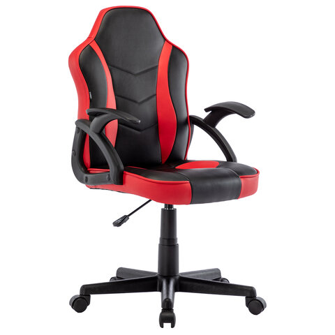 Кресло компьютерное BRABIX "Shark GM-203", экокожа, черное/красное, 532512 - фото 1