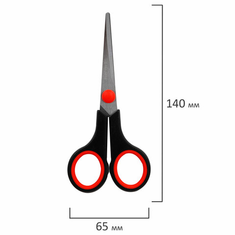 Ножницы BRAUBERG SOFT GRIP НАБОР 5 штук (140, 170, 190, 220, 240 мм), эргономичные черно-красные ручки, ВЫГОДНАЯ УПАКОВКА, 238410 - фото 15
