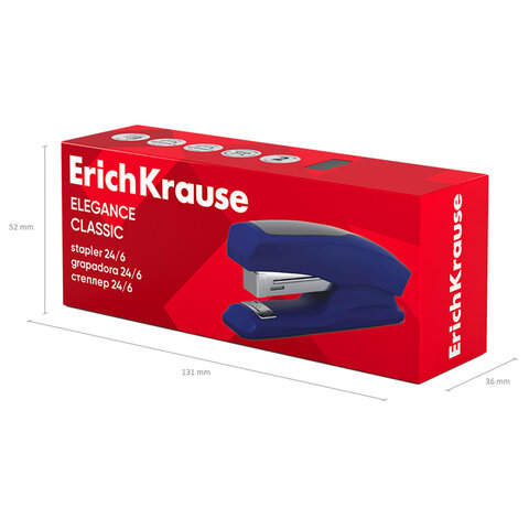 Степлер №24/6 ERICH KRAUSE "Elegance", до 30 листов, с резиновой накладкой, ассорти, 2244 - фото 3