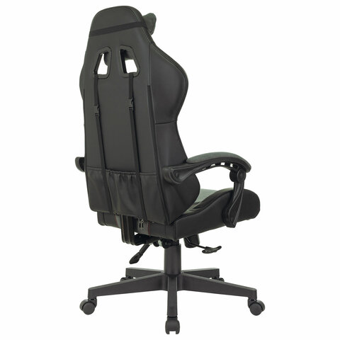 Кресло компьютерное BRABIX "Striker GM-121", синхромеханизм, 2 подушки, экокожа/велюр, черное/серое, 532961 - фото 4