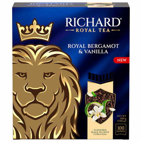 Чай RICHARD "Royal bergamot & vanilla" черный, 100 пакетиков в конвертах по 2 г, 102736 - фото 10