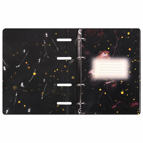 Тетрадь на кольцах А5 160х212 мм, 120 листов, картон, фольга, клетка, BRAUBERG, "Black&Gold", 404735 - фото 5