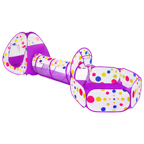 Детская игровая палатка-лабиринт с тоннелем и сухим бассейном, 90x190x270 см, BRAUBERG KIDS, 665172 - фото 1