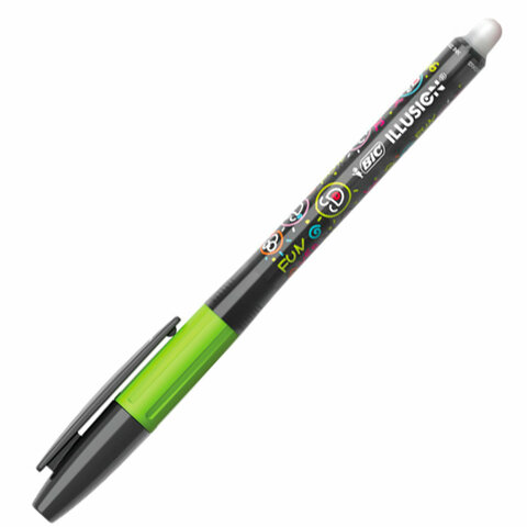 Ручка стираемая гелевая с грипом BIC "Gelocity Illusion", ЧЕРНАЯ, корпус черный, линия 0,3 мм, 516523 - фото 2