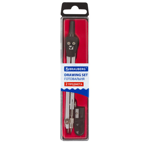 Готовальня BRAUBERG "Architect", 2 предмета: циркуль 140 мм со сгибаемой ножкой, точилка, пенал с подвесом, 210322 - фото 8