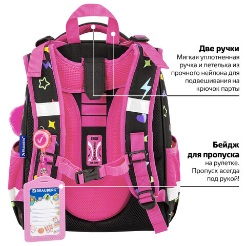 Ранец BRAUBERG PREMIUM, 2 отделения, с брелоком, "Headphones", велюровая нашивка, 38х29х16 см, 273100 - фото 21