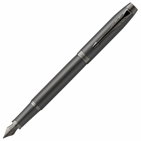 Ручка перьевая PARKER "IM Professionals Monochrome Titanium", темно-серый лак, сталь, синяя, 2172959 - фото 1