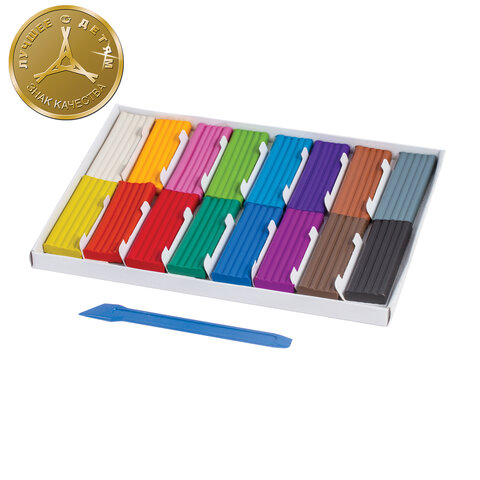 Пластилин классический ЮНЛАНДИЯ "ВЕСЁЛЫЙ ШМЕЛЬ", 16 цветов, 240 г, СО СТЕКОМ, 104810 - фото 1