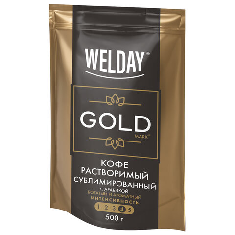 Кофе растворимый WELDAY (ВЭЛДЭЙ) "GOLD" 500 г, БРАЗИЛИЯ, арабика, сублимированный, 622673 - фото 1