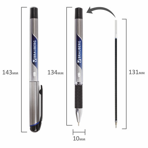 Ручка шариковая масляная с грипом BRAUBERG "Signature", СИНЯЯ, печать, узел 0,7 мм, линия письма 0,35 мм, 142688 - фото 7