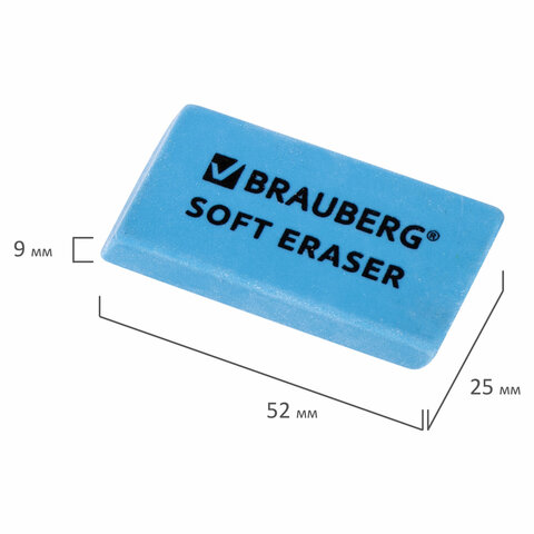 Набор ластиков BRAUBERG "Soft" 2 шт., 52х25х9 мм, цвет ассорти, прямоугольные, скошенные края, 228062 - фото 9