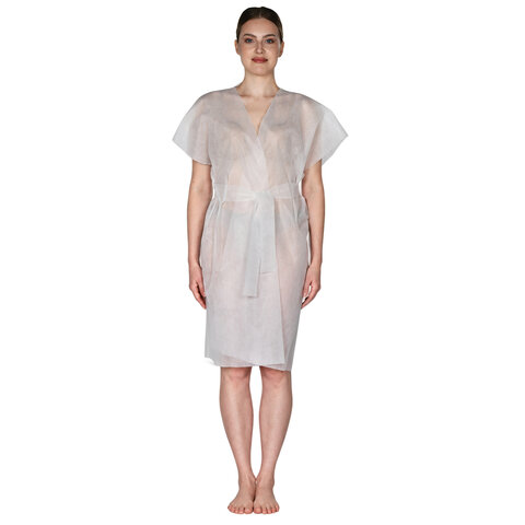 Халат-кимоно без рукавов белый КОМПЛЕКТ 10 шт., спанбонд 30 г/м2, ЧИСТОВЬЕ, 01-603 - фото 2