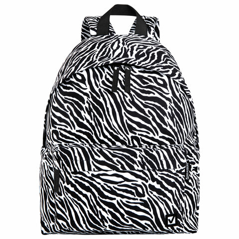 Рюкзак BRAUBERG СИТИ-ФОРМАТ универсальный, "Zebra", белый/черный, 41х32х14 см, 271680 - фото 2