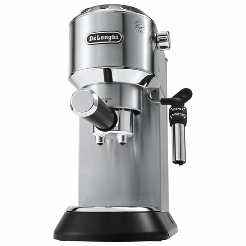 Кофеварка рожковая DELONGHI Dedica EC685.M, 1350 Вт, объем 1,1 л, ручной капучинатор, металлик - фото 2